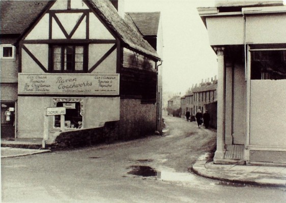 Junction with Cadmore Lane before road widening, c 1957