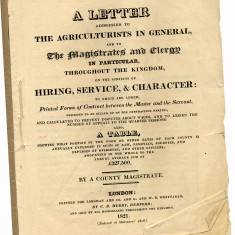 This Hiring Service Character pamphlet from 1821 was made up of contracts to avoid arguments and lessen court cases. | Hertfordshire Archives and Local Studies, Ref: 61720